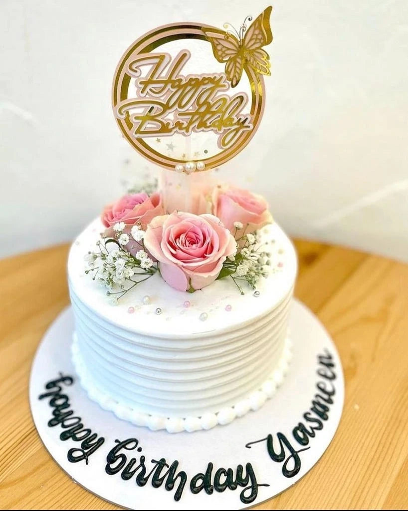 Fresh Roses & fresh Cream Cake